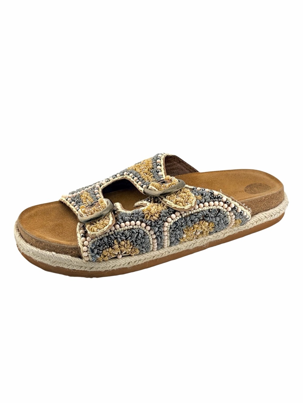 House of Harlow 1960 Boho Beaded Sequin Sandals 8 Slip On Espadrilles Festival